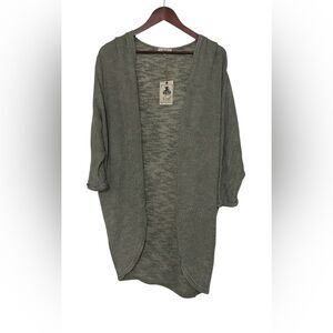 Easel Green Open-Front Cardigan